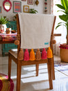 Natural Cotton Slub Chair Cover with Sunset Tassels
