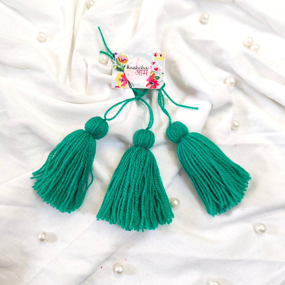 Handmade Big Size Wool Tassels Sea Green color