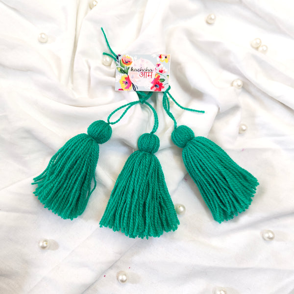 Handmade Big Size Wool Tassels Sea Green color