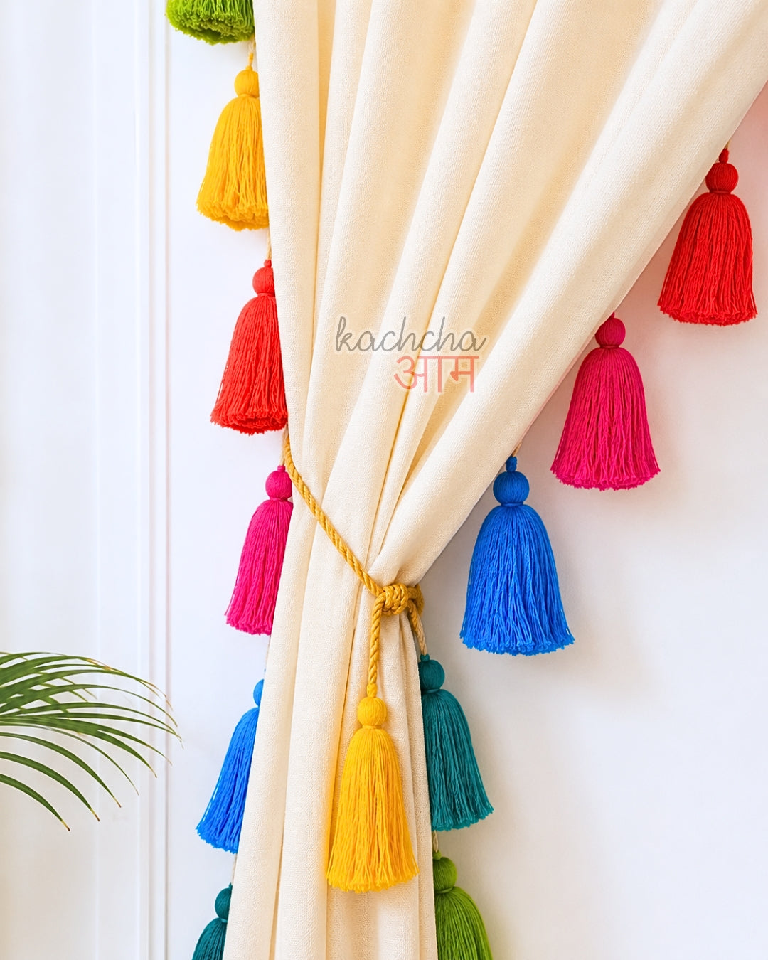Rainbow Tassel Cream Curtains (Cotton/Sheer)