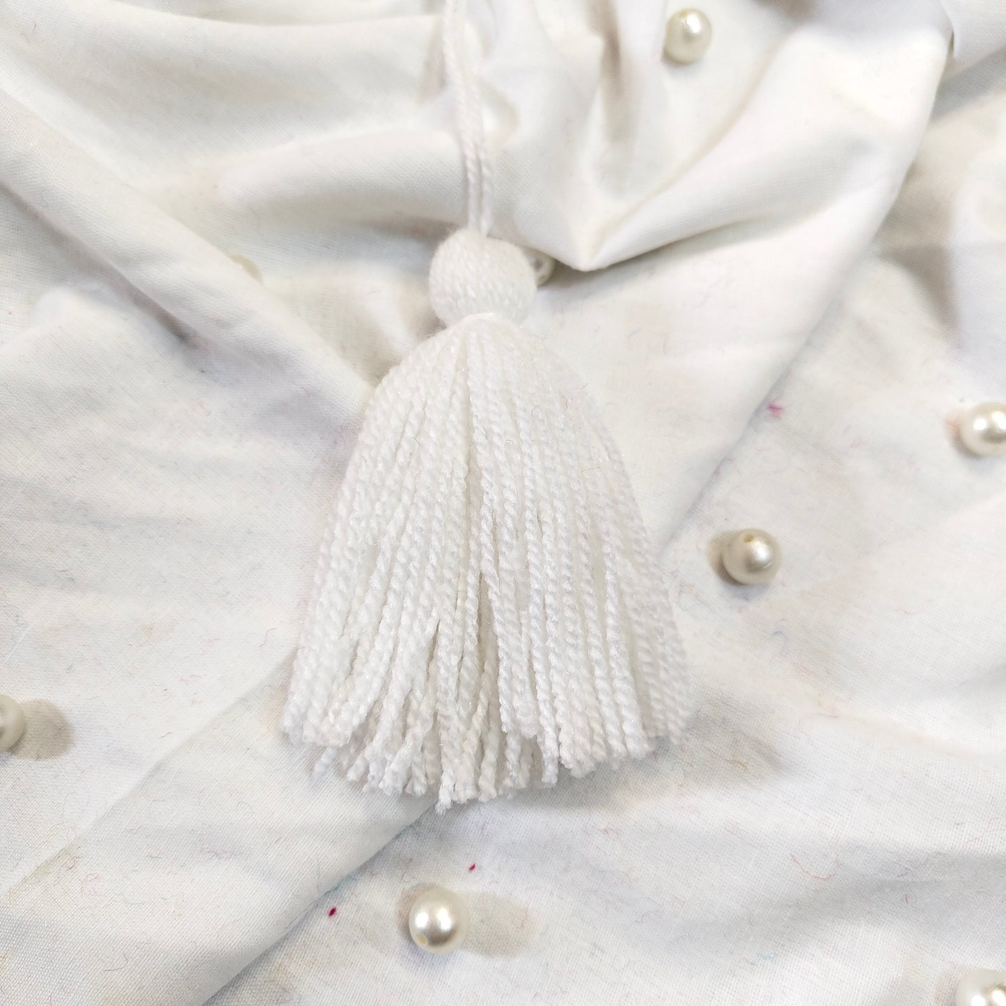 Handmade Big Size Wool Tassels White color