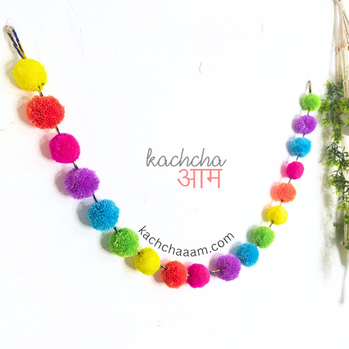 Neon Party Woolen Pompom Bunting Garland