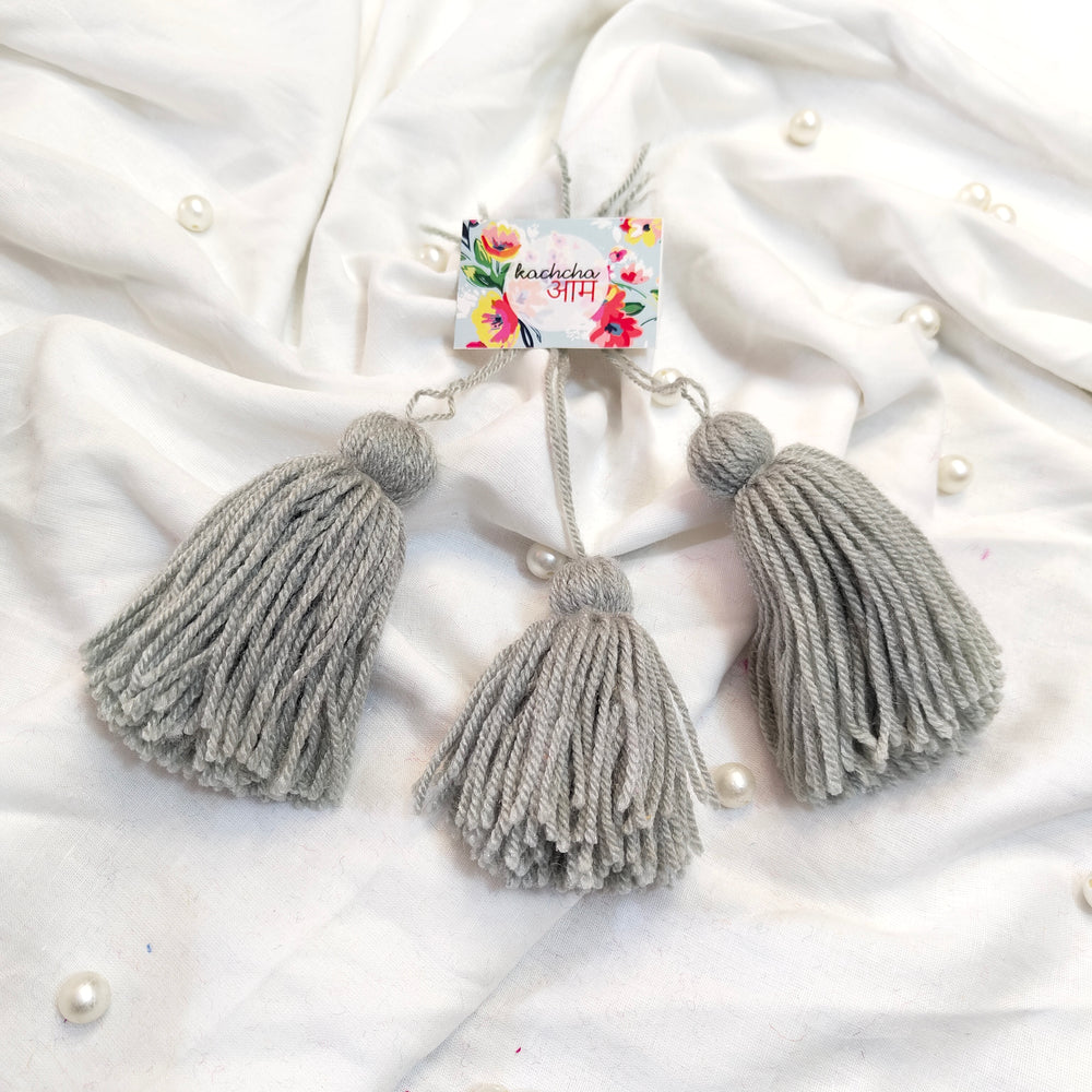 Handmade Big Size Wool Tassels Grey color