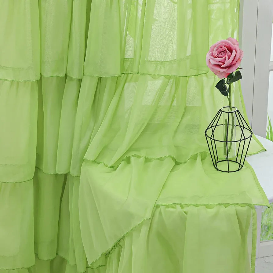 Mint Georgette Full Ruffle Curtains