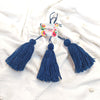 Handmade Big Size Wool Tassels Ocean Blue color