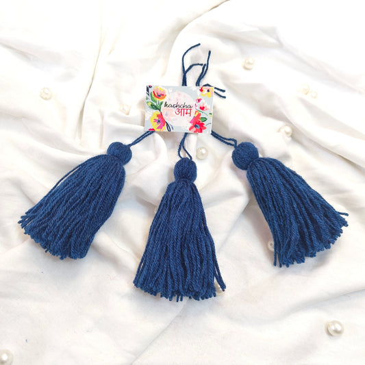 Handmade Big Size Wool Tassels Ocean Blue color