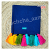 Navy Cotton Slub Sofa Cover with Multi Tassels