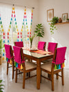 Pink Cotton Slub Chair Cover with Rainbow Tassels