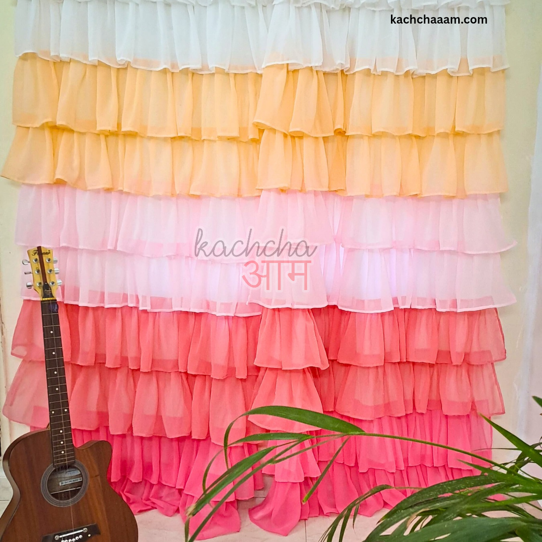 Floral Blush Full Ruffle Georgette Curtain