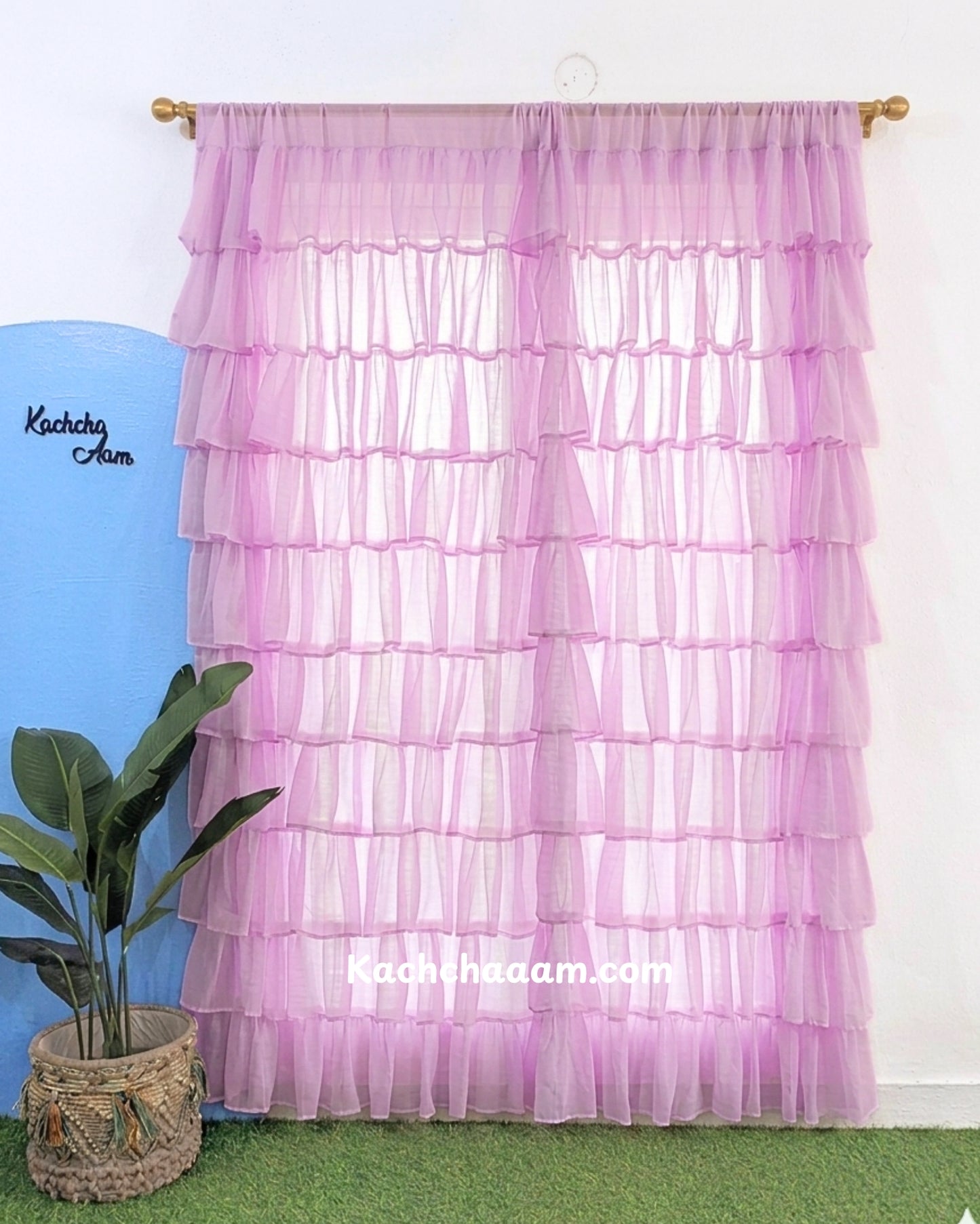 Lavender Georgette Full Ruffle Curtains
