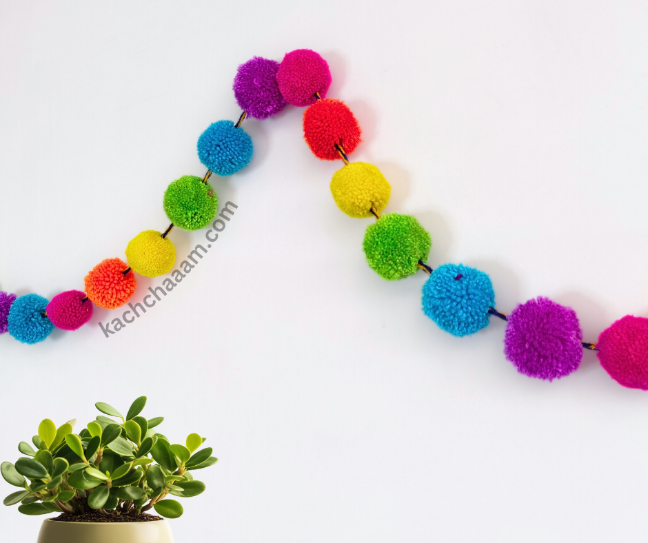 Neon Party Woolen Pompom Bunting Garland
