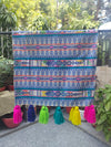 Blue Motif Fridge Cover without Pockets & Multi Tassels