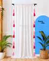 Pink Ombre Tassel White Curtains (Cotton & Sheer)