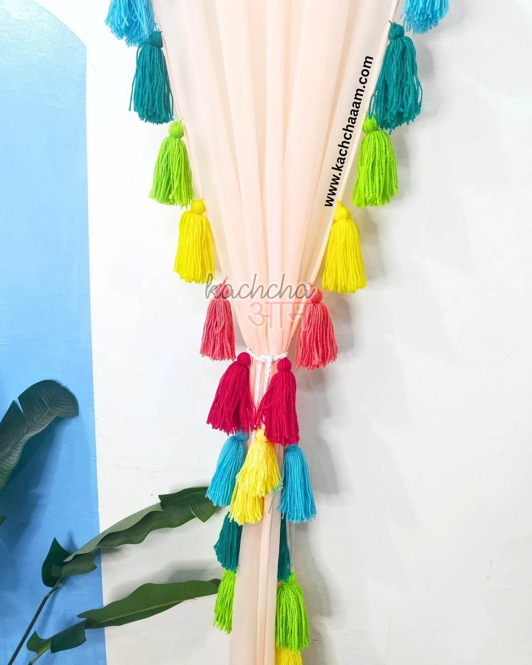 Gulbahar Tassel Peach Curtains (Cotton & Sheer)