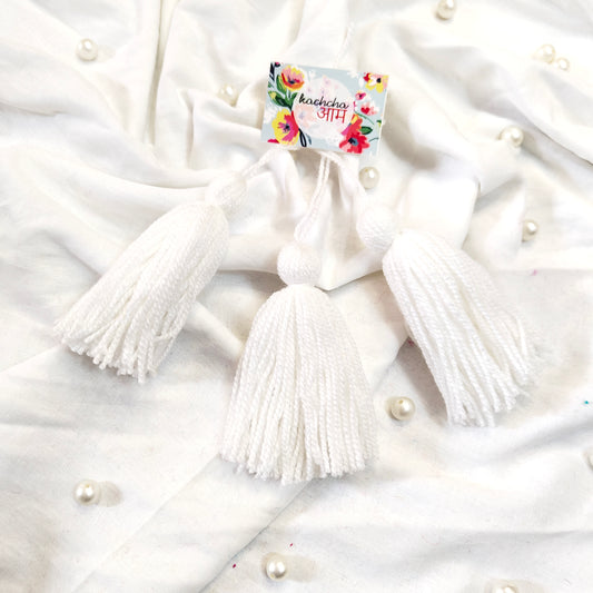 Handmade Big Size Wool Tassels White color