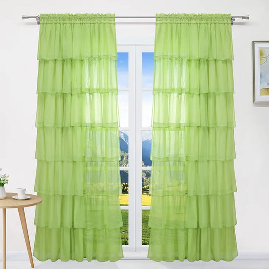 Mint Georgette Full Ruffle Curtains