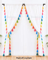 🌈 Rainbow Tassel White Curtains (Cotton & Sheer)