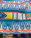 Blue Motif Jacquard Slub Sofa Cover with Rainbow Tassels