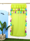 Celestial Tassel Double Layered Pista Green Curtain with Two Frills on Top