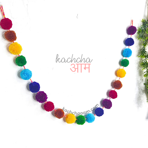 VIBGYOR Woolen Pompom Bunting Garland