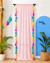 Celestial Sky Inspired Tassels Baby Pink Curtains (Cotton/Sheer)