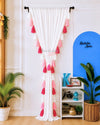 Pink Ombre Tassel White Curtains (Cotton & Sheer)