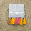 Grey Cotton Tufted Sofa Cover with Sunset Bliss Tassels