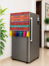 Orange Jacquard Fridge Cover without Pockets & Multi Tassels