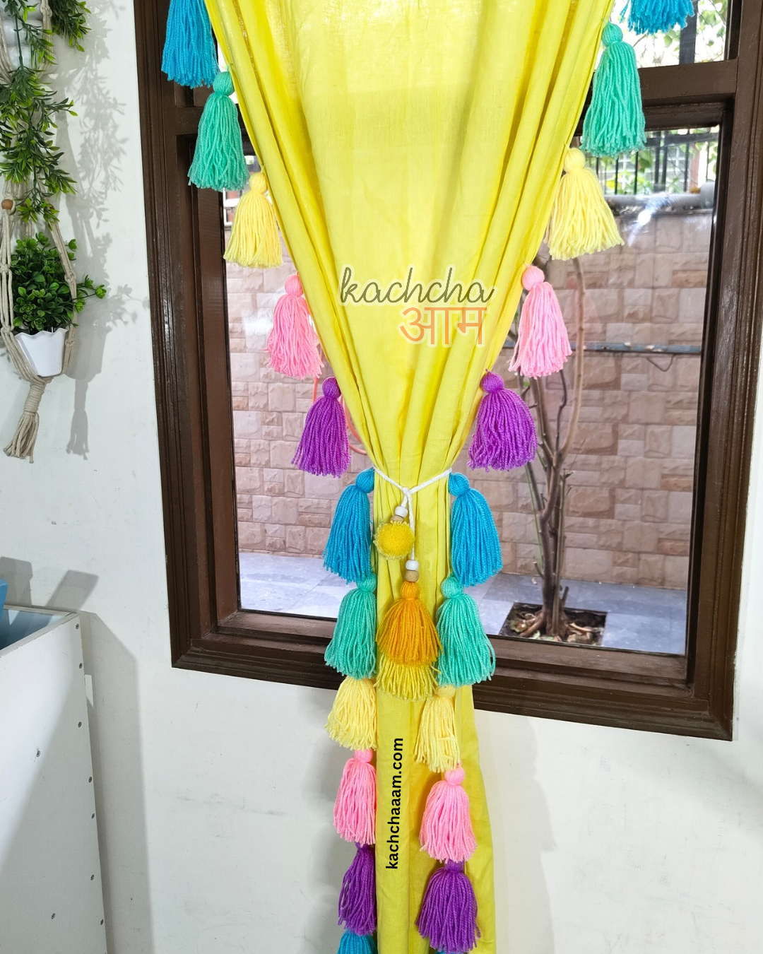 Celestial Sky Inspired Tassels Lemon Curtains (Cotton/Sheer)