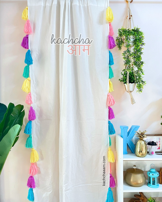 Celestial Inspired Tassels White Curtains (Cotton/Sheer)