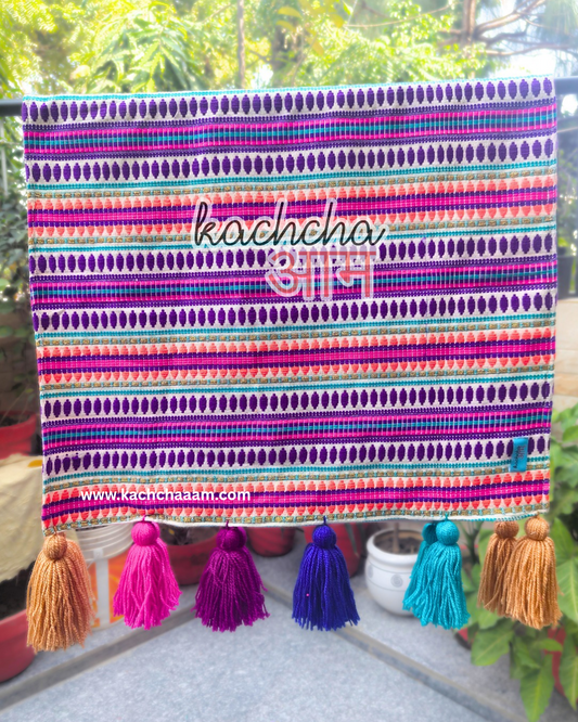 Purple Jacquard Fridge Cover without Pockets & Multi Tassels