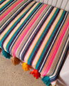 Striped Woven Fabric Sofa cover with Multi Tassels
