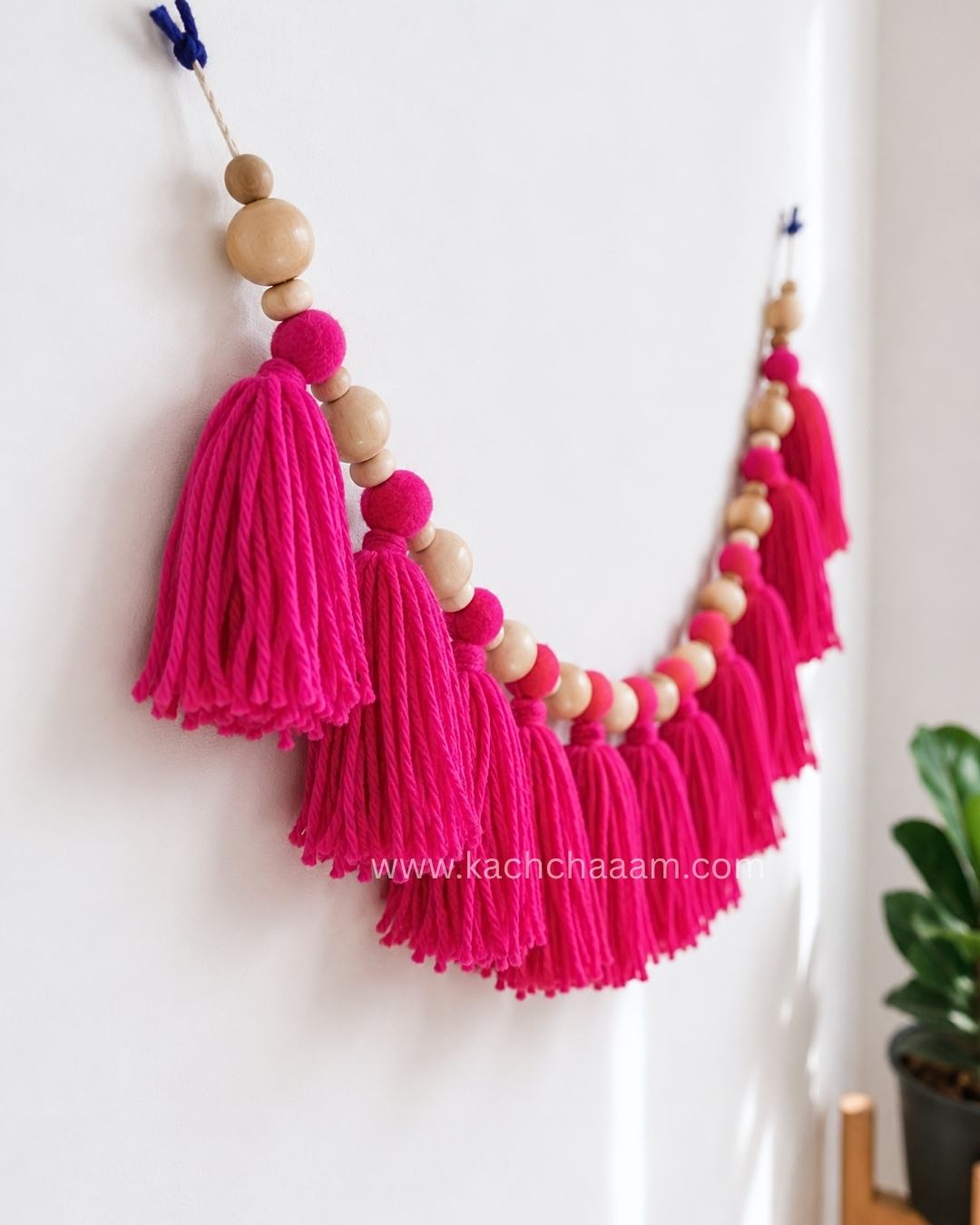 Single Layered Wool Tassel Pink Bunting