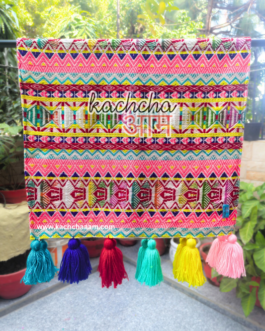 Neon Yellow Fridge Cover without Pockets & Multi Tassels