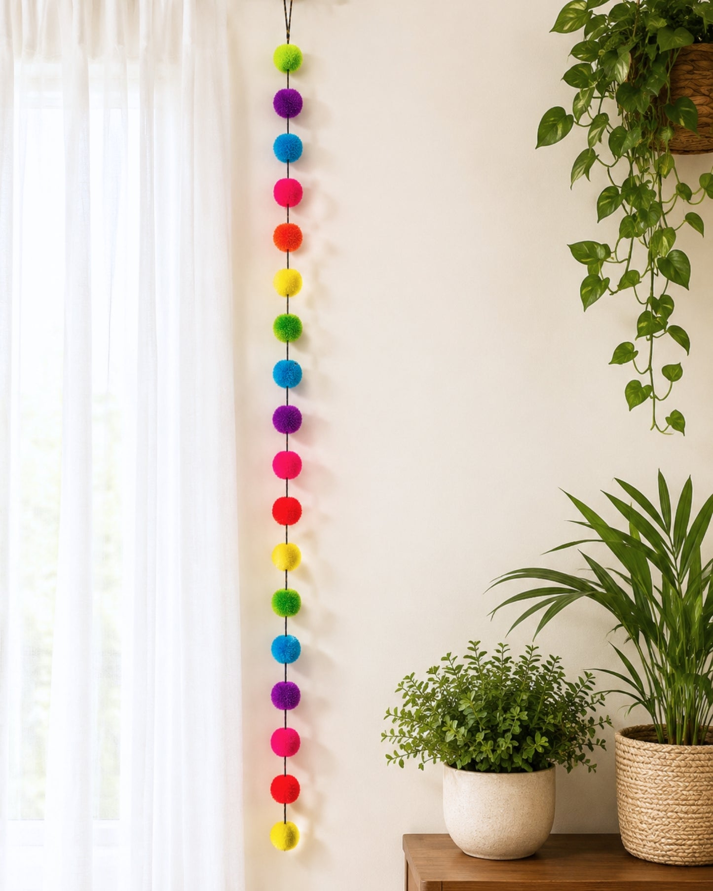 Neon Party Woolen Pompom Bunting Garland