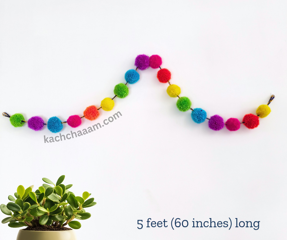 Neon Party Woolen Pompom Bunting Garland