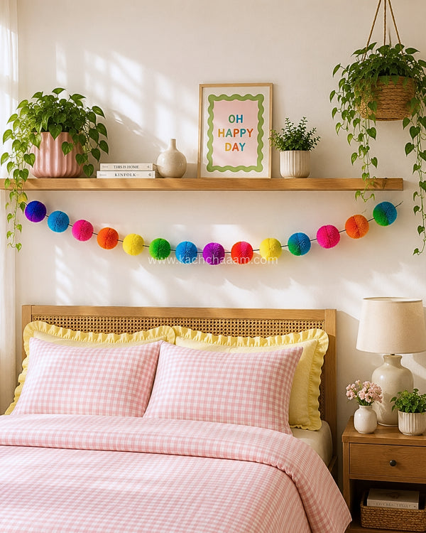 Neon Party Woolen Pompom Bunting Garland