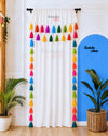 Rainbow Tassel Curtains with Double Frills on Top (Cotton & Sheer)