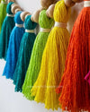 Cotton Tassel Rainbow Bunting with Wooden Beads