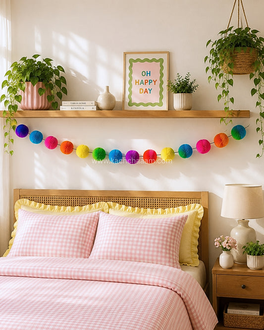 Neon Party Woolen Pompom Bunting Garland