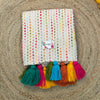 Rainbow Slub Cotton Sofa Cover with Multi Color Tassels