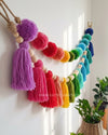 2 Layered Pompom and Tassel Wool Bunting Wall Decor