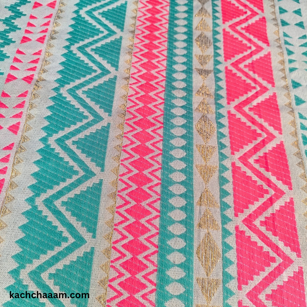 Jacquard Fabric Thick Polyester Sofa cover with Pink Blue Beige Tassels