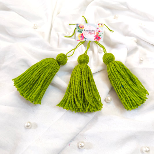 Handmade Big Size Wool Tassels Moss Green color