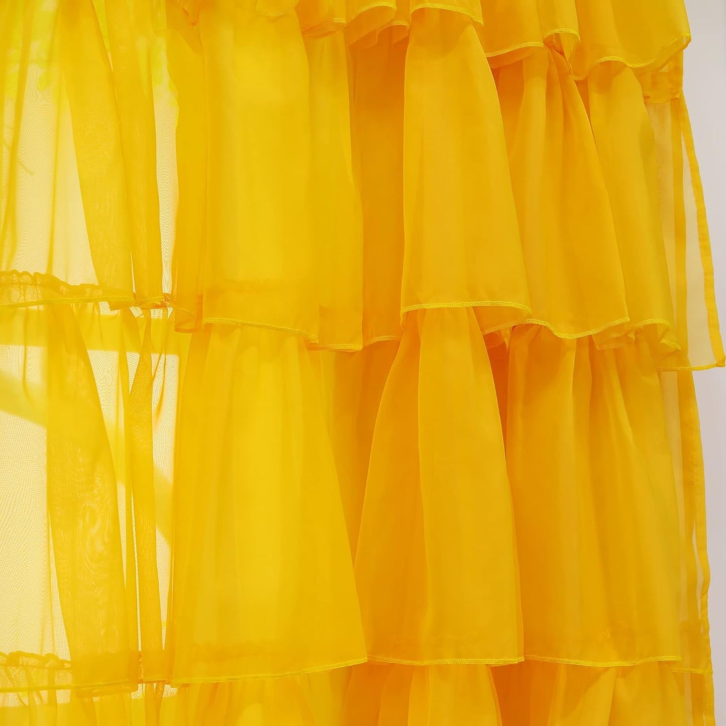 Georgette Full Ruffle Curtains Yellow