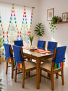 Navy Cotton Slub Chair Cover with Rainbow Tassels
