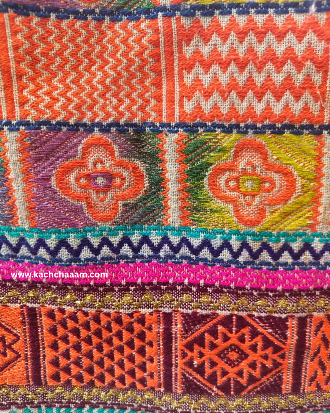 Orange Jacquard Fridge Cover without Pockets & Multi Tassels