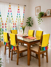Yellow Cotton Slub Chair Cover with Rainbow Tassels