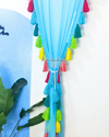 Gulbahar Tassel Sky Blue Curtains (Cotton & Sheer)