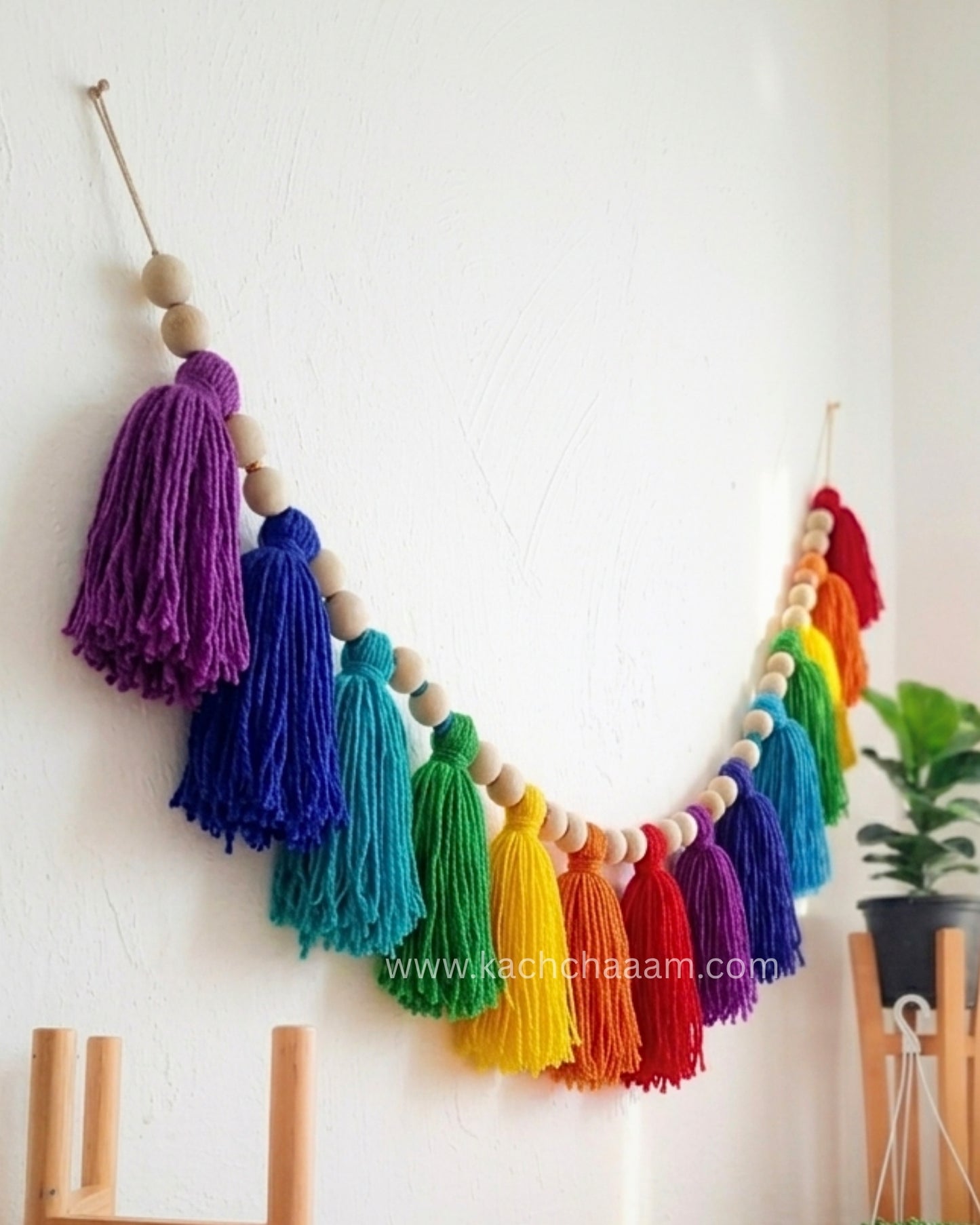 Single Layered Wool Tassel VIBGYOR Bunting